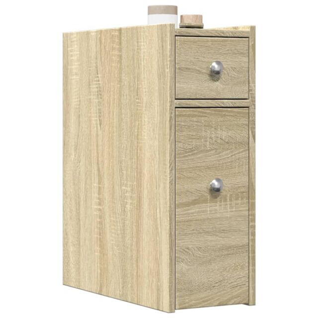 Berkfield Home Narrow Bathroom Cupboard with Wheels Sonoma Oak Engineered Wood in Brown - image 1
