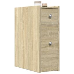 Berkfield Home Narrow Bathroom Cupboard with Wheels Sonoma Oak Engineered Wood in Brown - thumbnail 1
