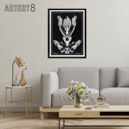 "Artery8 April Flower Vintage Black White Framed Canvas Wall Art Print de Graag - Size: W12"" x H16""" - thumbnail 3