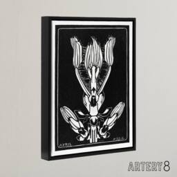 "Artery8 April Flower Vintage Black White Framed Canvas Wall Art Print de Graag - Size: W12"" x H16""" - thumbnail 2