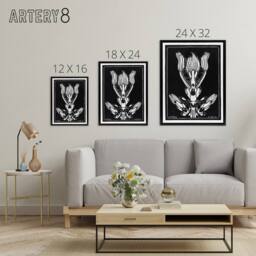 "Artery8 April Flower Vintage Black White Framed Canvas Wall Art Print de Graag - Size: W12"" x H16""" - thumbnail 4