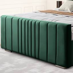 "UK Bed Furniture Balmoral Wingback Ottoman Gas Lift Upholstered Bed with 48"" Headboard in Green - Size: Super King" - thumbnail 3