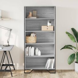 Berkfield Home Book Cabinet Grey Sonoma 80x31x169 cm Engineered wood - Size: 80 x 31 x 169 cm - thumbnail 3