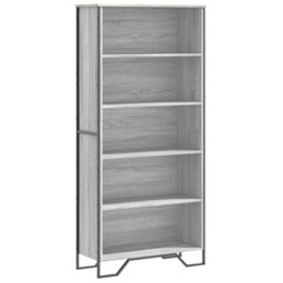 Berkfield Home Book Cabinet Grey Sonoma 80x31x169 cm Engineered wood - Size: 80 x 31 x 169 cm - thumbnail 2