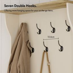 VonHaus Hallway Unit Coat Stand with Shoe Storage in Cream - Size: 1 Pack - thumbnail 5