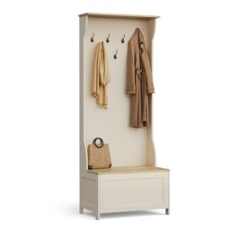 VonHaus Hallway Unit Coat Stand with Shoe Storage in Cream - Size: 1 Pack - thumbnail 2