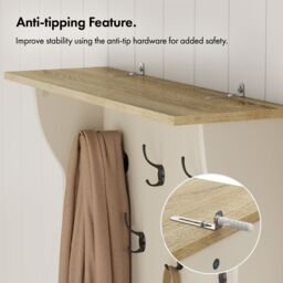VonHaus Hallway Unit Coat Stand with Shoe Storage in Cream - Size: 1 Pack - thumbnail 7
