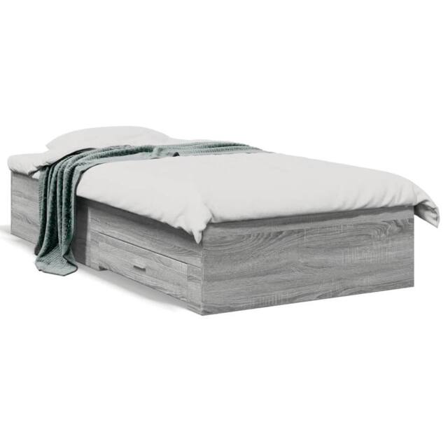 Berkfield Home Bed Frame w/Drawers Frame Grey Sonoma 75x190 cm Small Single - image 1