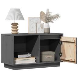 Berkfield Home TV Cabinet Grey 74x35x44 cm Solid Wood Pine - Size: 74 x 35 x 44 cm - thumbnail 1