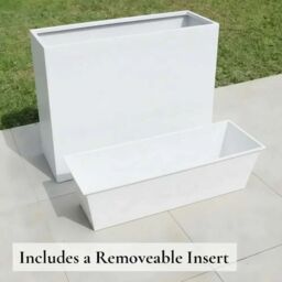 Woven Wood 90cm Long Zinc Matte White 60cm Tall Trough Planter - thumbnail 6