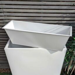 Woven Wood 90cm Long Zinc Matte White 60cm Tall Trough Planter - thumbnail 5