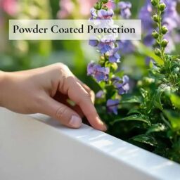 Woven Wood 90cm Long Zinc Matte White 60cm Tall Trough Planter - thumbnail 8