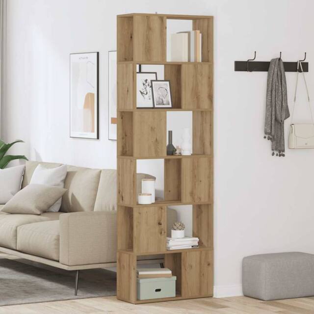Berkfield Home Classic Book Cabinet/Room Divider Artisian Oak 60x24x186 cm in Brown - Size: 60 x 24 x 186 cm - image 1