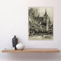 "Artery8 Joseph Pennell The Zocodover Toledo Cityscape Drawing Wall Art Print in Grey - Size: W12"" x H16""" - thumbnail 4