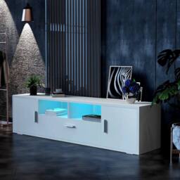 KORVIXA TV Stand 160cm High Gloss TV Unit Cabinet in White - Size: 100 cm x 100 cm - thumbnail 4