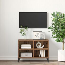 Berkfield Home Rustic Entertainment Unit Old Wood Particle board Medium Storage in Brown - thumbnail 4