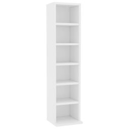Berkfield Home CD Cabinet White 21x20x88 cm Engineered Wood - Size: 21 x 20 x 88 cm - thumbnail 2