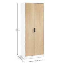 Cheshire Premium Arden 2 Door Wardrobe in White & Oak - thumbnail 3