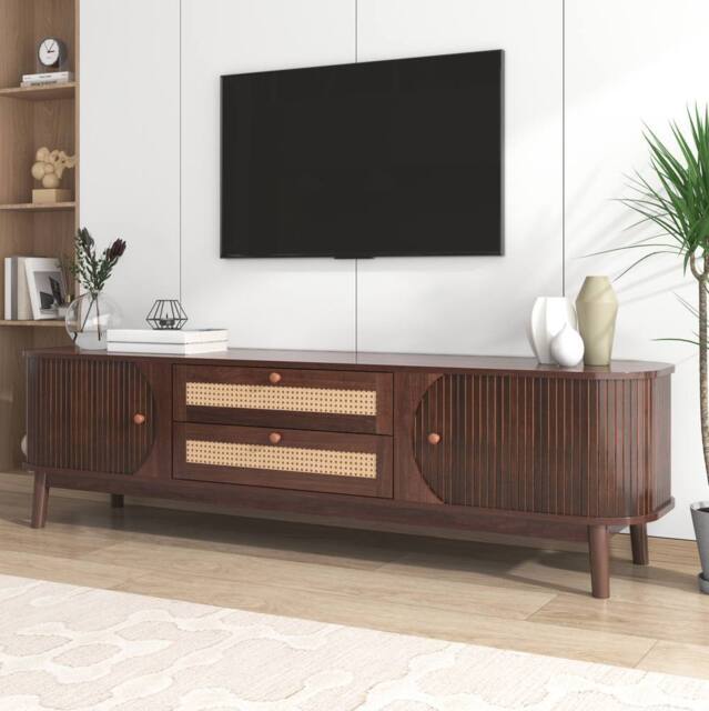 STILVORA TV Cabinet with Doors & Drawers, Natural in Walnut - image 1