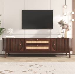 STILVORA TV Cabinet with Doors & Drawers, Natural in Walnut - thumbnail 2