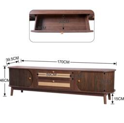STILVORA TV Cabinet with Doors & Drawers, Natural in Walnut - thumbnail 4