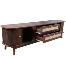 STILVORA TV Cabinet with Doors & Drawers, Natural in Walnut - thumbnail 6