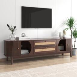 STILVORA TV Cabinet with Doors & Drawers, Natural in Walnut - thumbnail 3