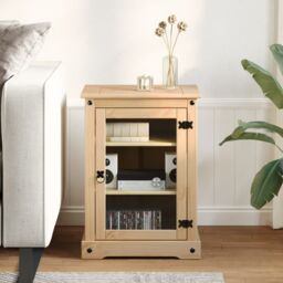 Berkfield Home HiFi Cabinet Corona 60x50x82 cm Solid Wood Pine in Brown - Size: 60 x 50 x 82 cm - thumbnail 3