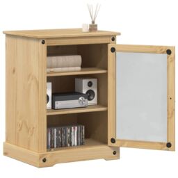 Berkfield Home HiFi Cabinet Corona 60x50x82 cm Solid Wood Pine in Brown - Size: 60 x 50 x 82 cm - thumbnail 1