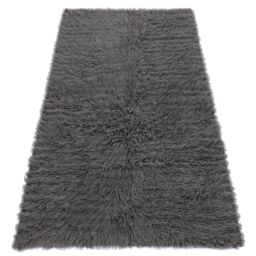 RugsX Flokati Woolen Bedcover Rug in Grey - Size: 90 cm x 170 cm - thumbnail 1