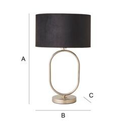 ValueLights Antonia Black Velvet Drum Shade Brush Chrome Oval Table Lamp & Bulb in Silver - thumbnail 7