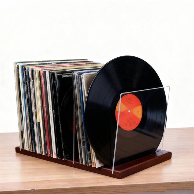 Nordara Premium Acrylic Vinyl Record Storage Holder for 60 LPs in Brown - image 1