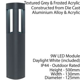 Loops Outdoor Post Bollard Light Grey Triangle Modern Garden Driveway Path Lamp LED - thumbnail 2