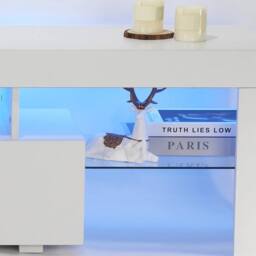 EONLION TV Stand 160cm High Gloss TV Unit Cabinet in White - Size: 100 cm - thumbnail 3