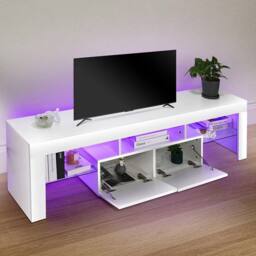 EONLION TV Stand 160cm High Gloss TV Unit Cabinet in White - Size: 100 cm - thumbnail 5