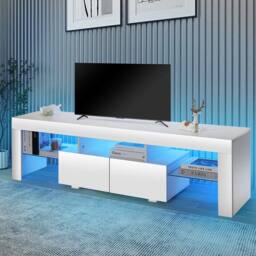 EONLION TV Stand 160cm High Gloss TV Unit Cabinet in White - Size: 100 cm - thumbnail 4