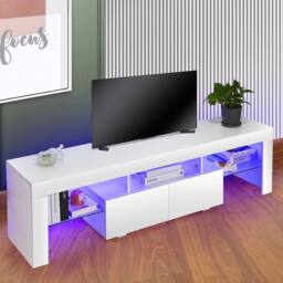 EONLION TV Stand 160cm High Gloss TV Unit Cabinet in White - Size: 100 cm