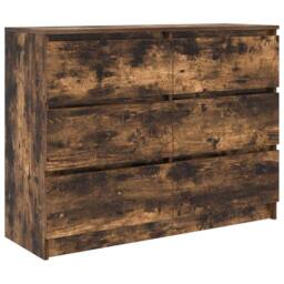 Berkfield Home Sideboard Smoked Oak 100x35x76 cm Engineered Wood in Brown - Size: 100 x 35 x 76 cm - thumbnail 1