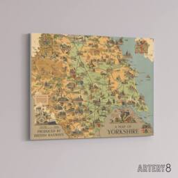 "Artery8 Map Clark 1949 Yorkshire Rail England Canvas Wall Art Print - Size: W18"" x H24""" - thumbnail 2