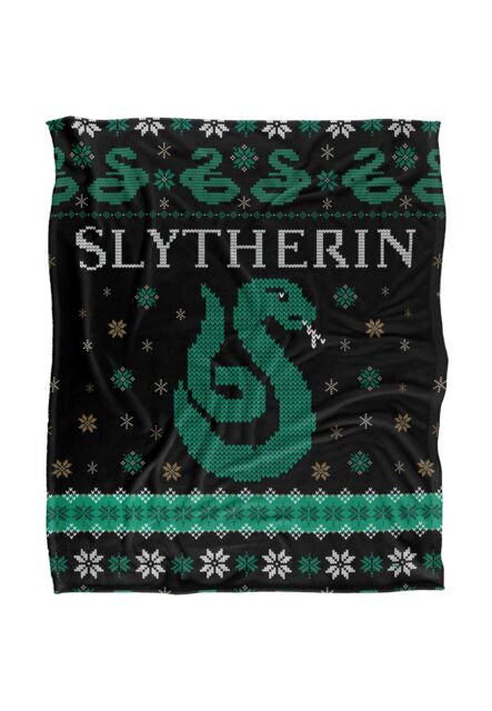 Harry Potter Blanket, 152x127 cm Slytherin Ugly Christmas Sweater Silky Touch Super Soft Throw Blanket in White - image 1