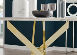 FurnitureboxUK Novara 120cm Round 6-Seater Dining Table With Gold Chrome Legs in Off-White - thumbnail 6