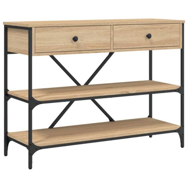 Berkfield Home Console Table with Drawers & Shelves Sonoma Oak Engineered Wood in Light Brown - image 1