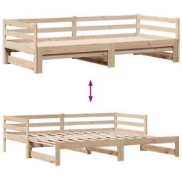 Berkfield Home Versatile Daybed with Trundle & Drawers without Mattress 80x200 cm in Natural - thumbnail 5