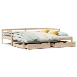 Berkfield Home Versatile Daybed with Trundle & Drawers without Mattress 80x200 cm in Natural - thumbnail 3