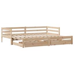 Berkfield Home Versatile Daybed with Trundle & Drawers without Mattress 80x200 cm in Natural - thumbnail 1