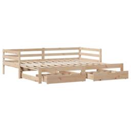 Berkfield Home Versatile Daybed with Trundle & Drawers without Mattress 80x200 cm in Natural - thumbnail 9