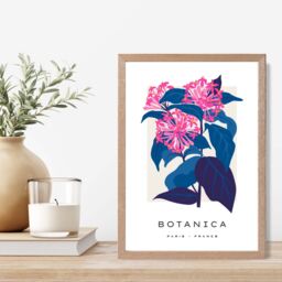 ARTZE Blue & Pink Cornflower Flower Market Gallery Framed Print SIZE: A2 with Oak Frame in Mid Blue - Size: A3 - thumbnail 2