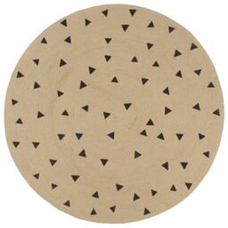 Berkfield Home Handmade Rug Jute with Triangle Print 90 cm in Black - Size: Medium - thumbnail 1