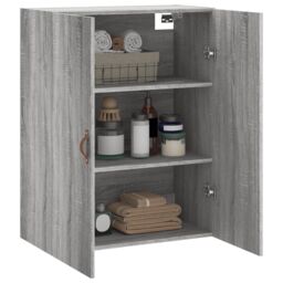 Berkfield Home Wall Mounted Cabinet Grey Sonoma 69.5x34x90 cm - thumbnail 5