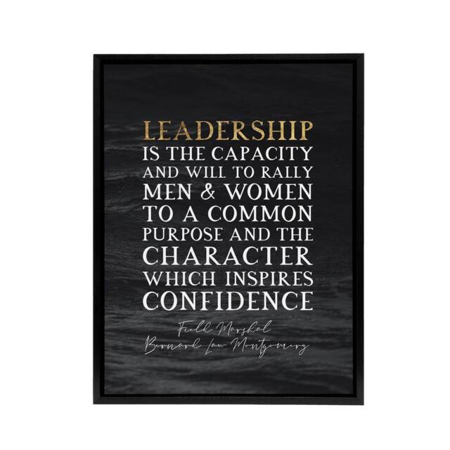 "Artery8 Bernard Montgomery Leadership Quote Framed Canvas Wall Art Print in Grey - Size: W12"" x H16""" - image 1